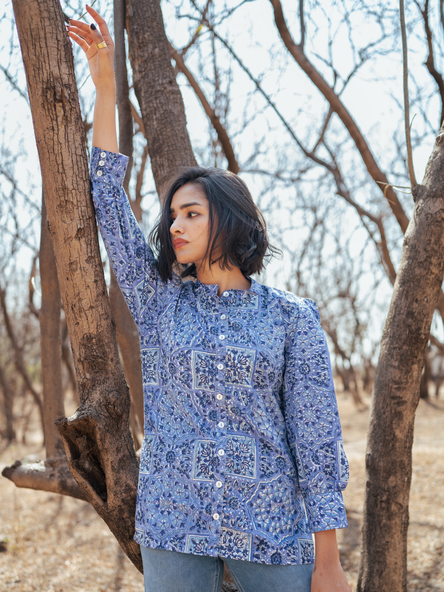Jodhpur Shirt - Hand-block Printed Cotton Shirt