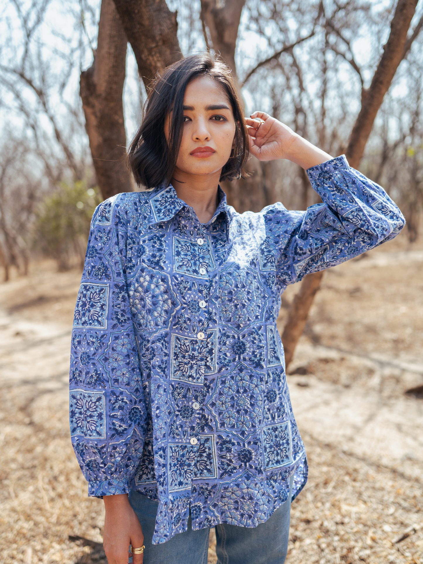 Jodhpur Shirt - Hand-block Printed Cotton Shirt