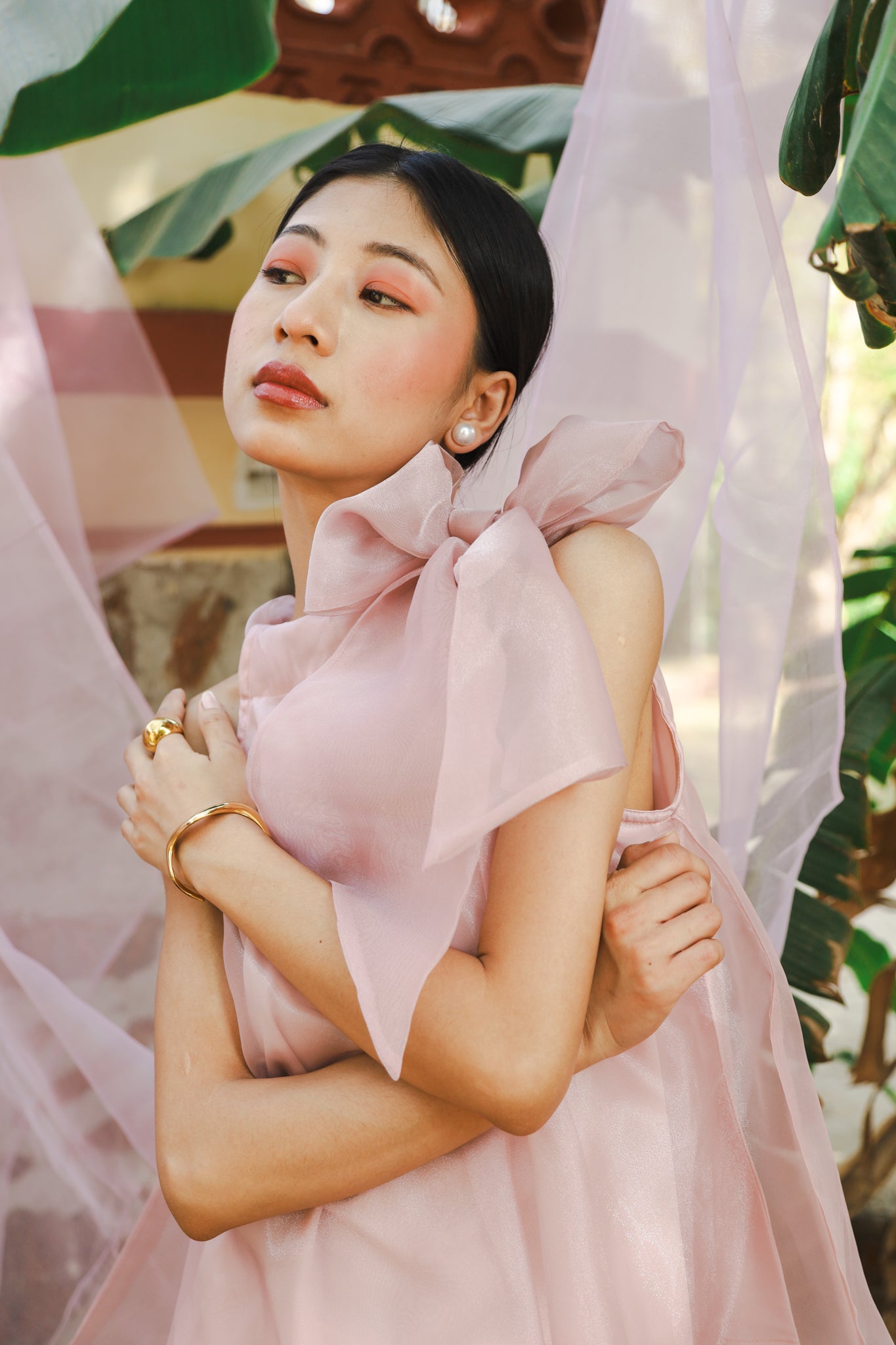 Organza Bow Blouse- Mauve