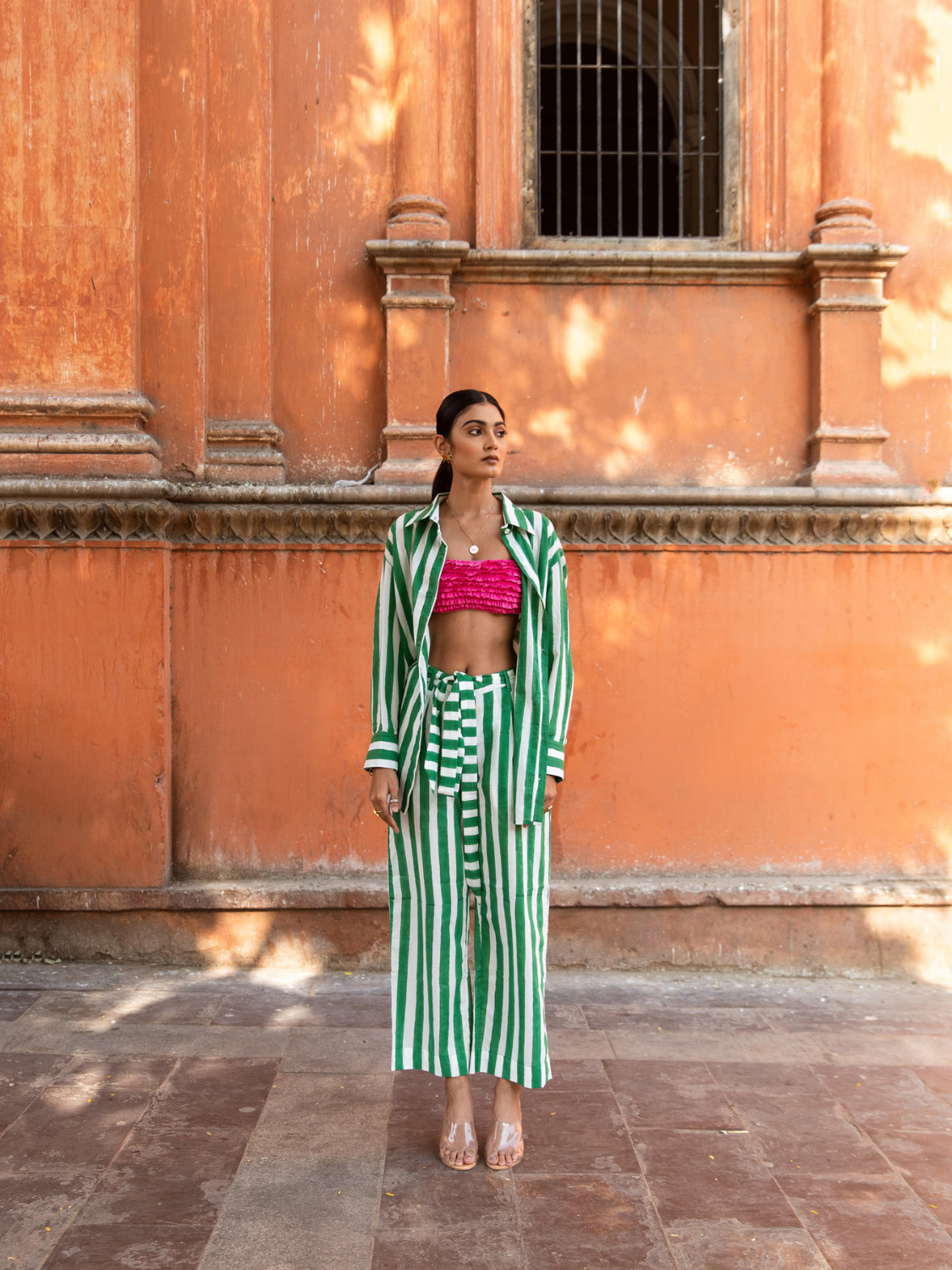 Envy In Green Stripes Co-Ord Set - Striped Cotton Co-Ord Set