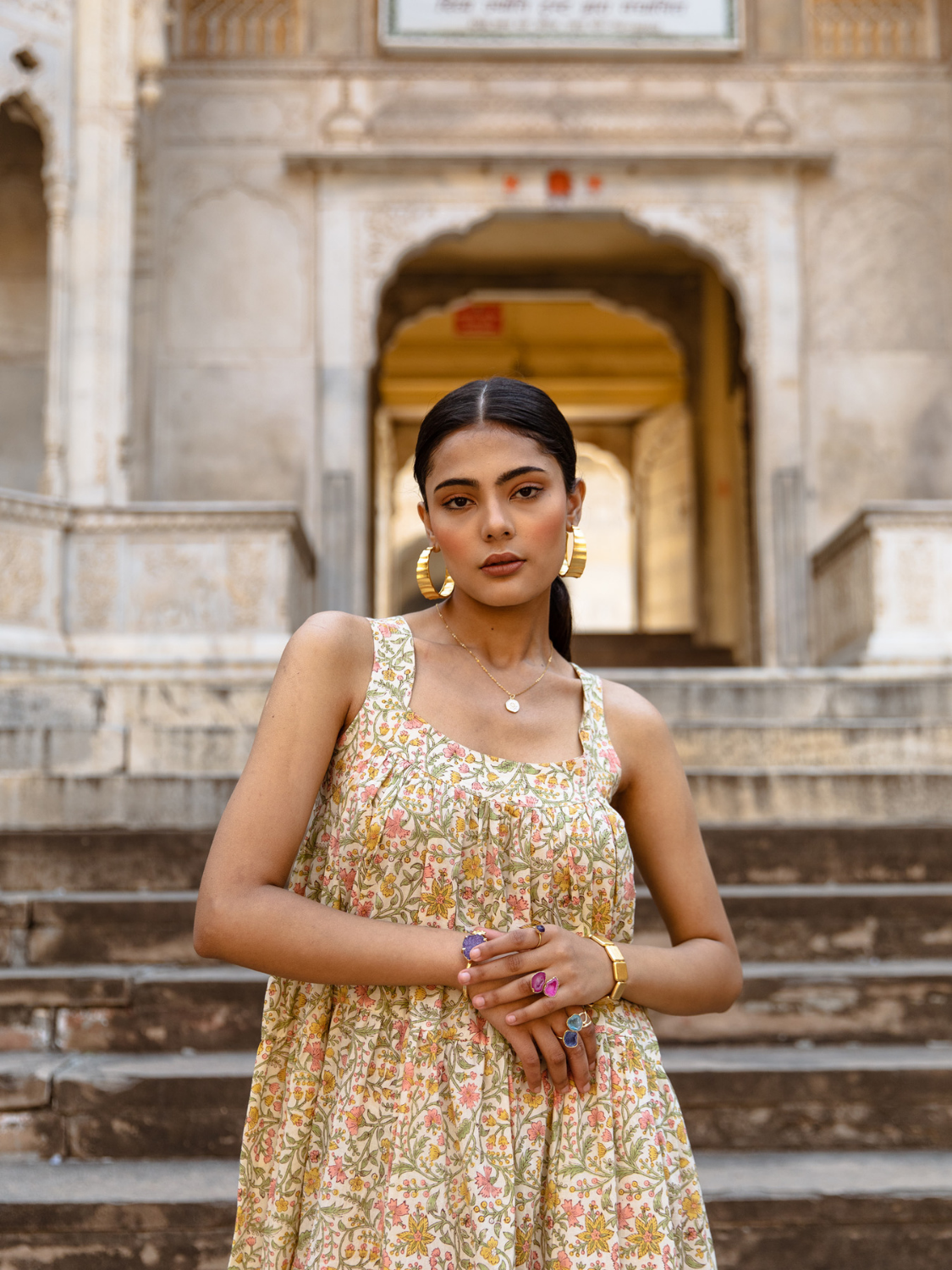 Margarita Dress - Printed Cotton Tiered Midi Dress