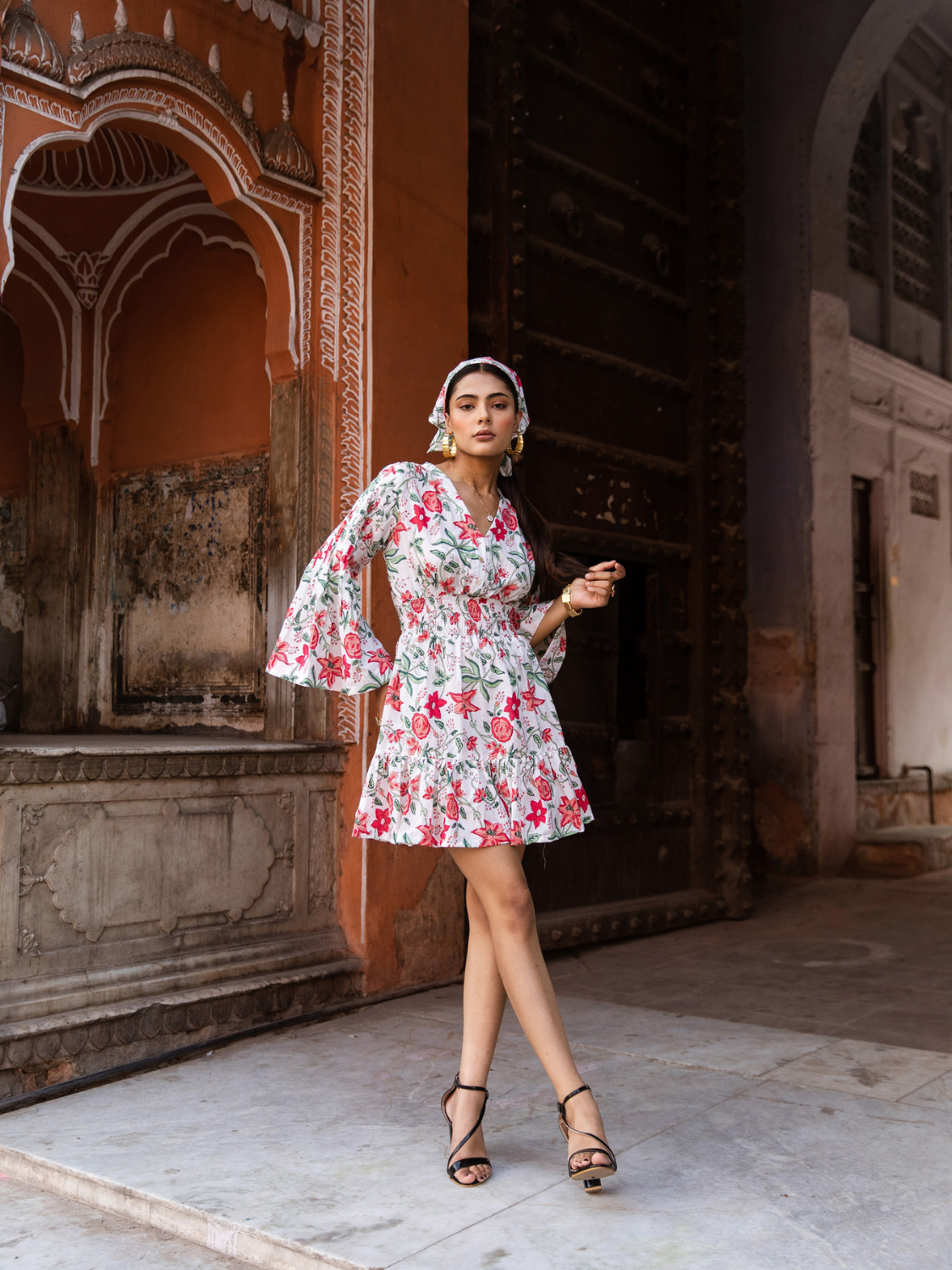 Raspberry & Rosé Pink Summer Dress - Printed Cotton Mini Dress