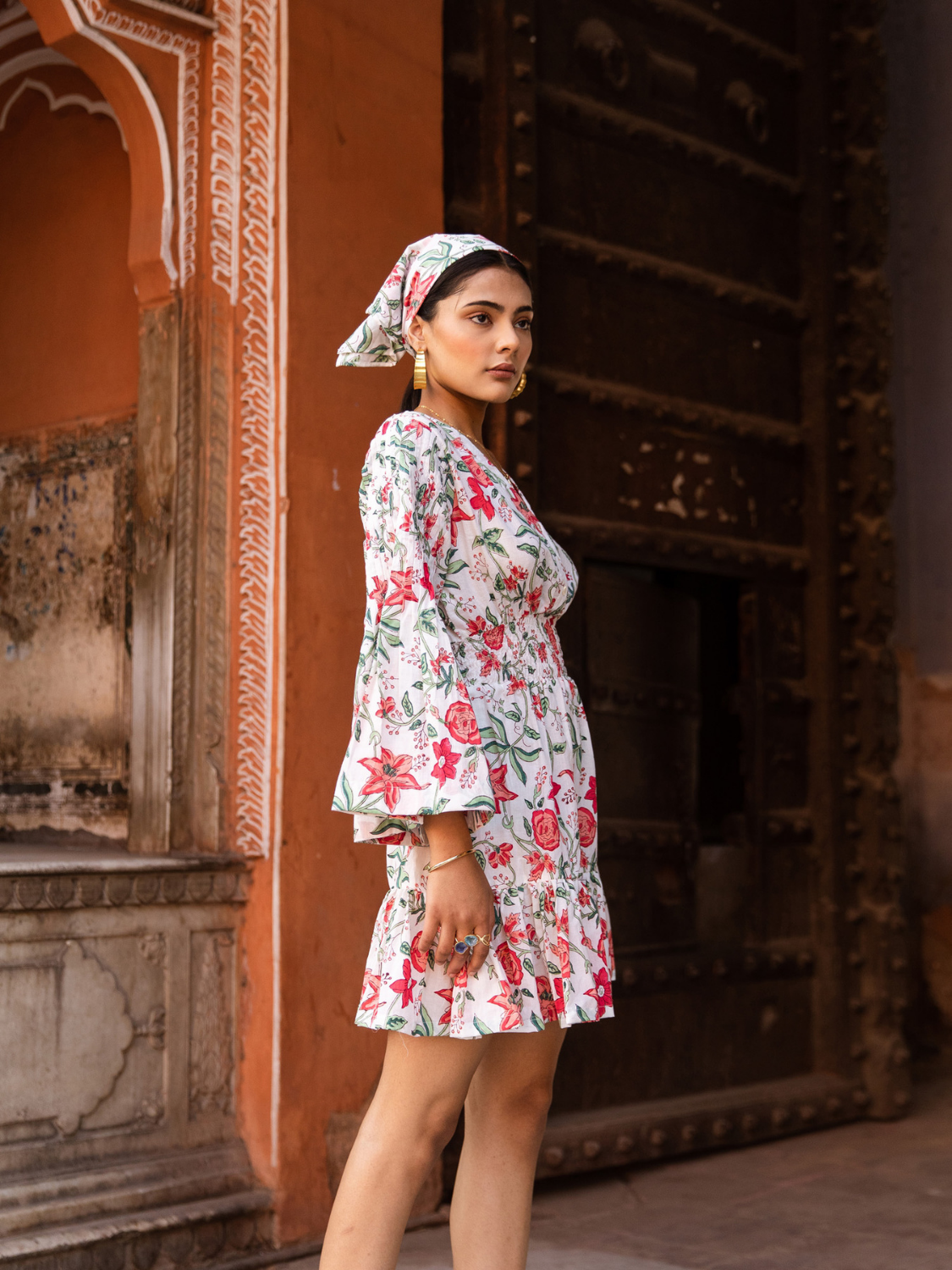Raspberry & Rosé Pink Summer Dress - Printed Cotton Mini Dress