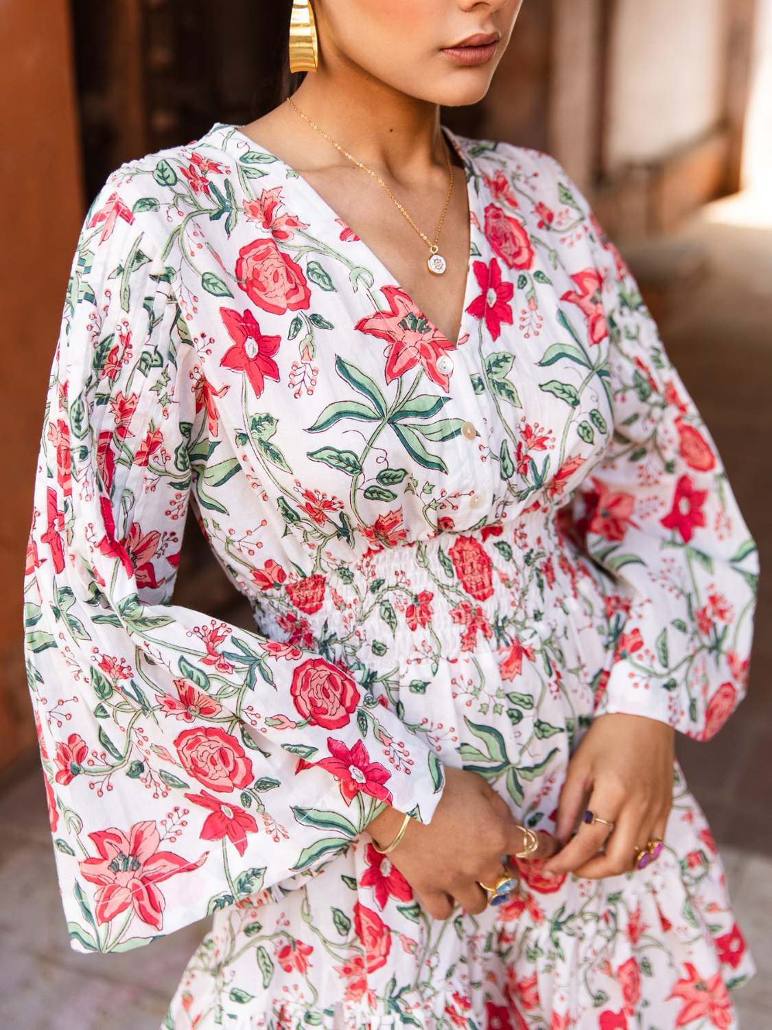 Raspberry & Rosé Pink Summer Dress - Printed Cotton Mini Dress