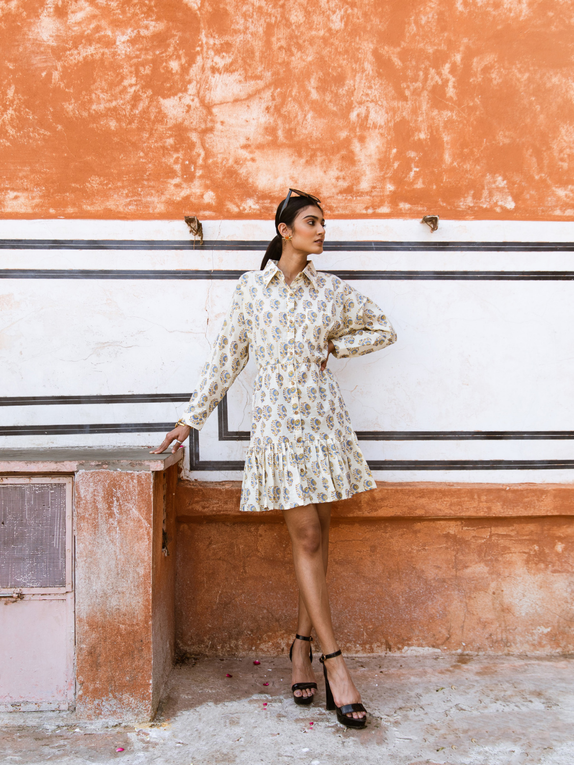 Bon Bon Dress - Printed Cotton Mini Shirt Dress