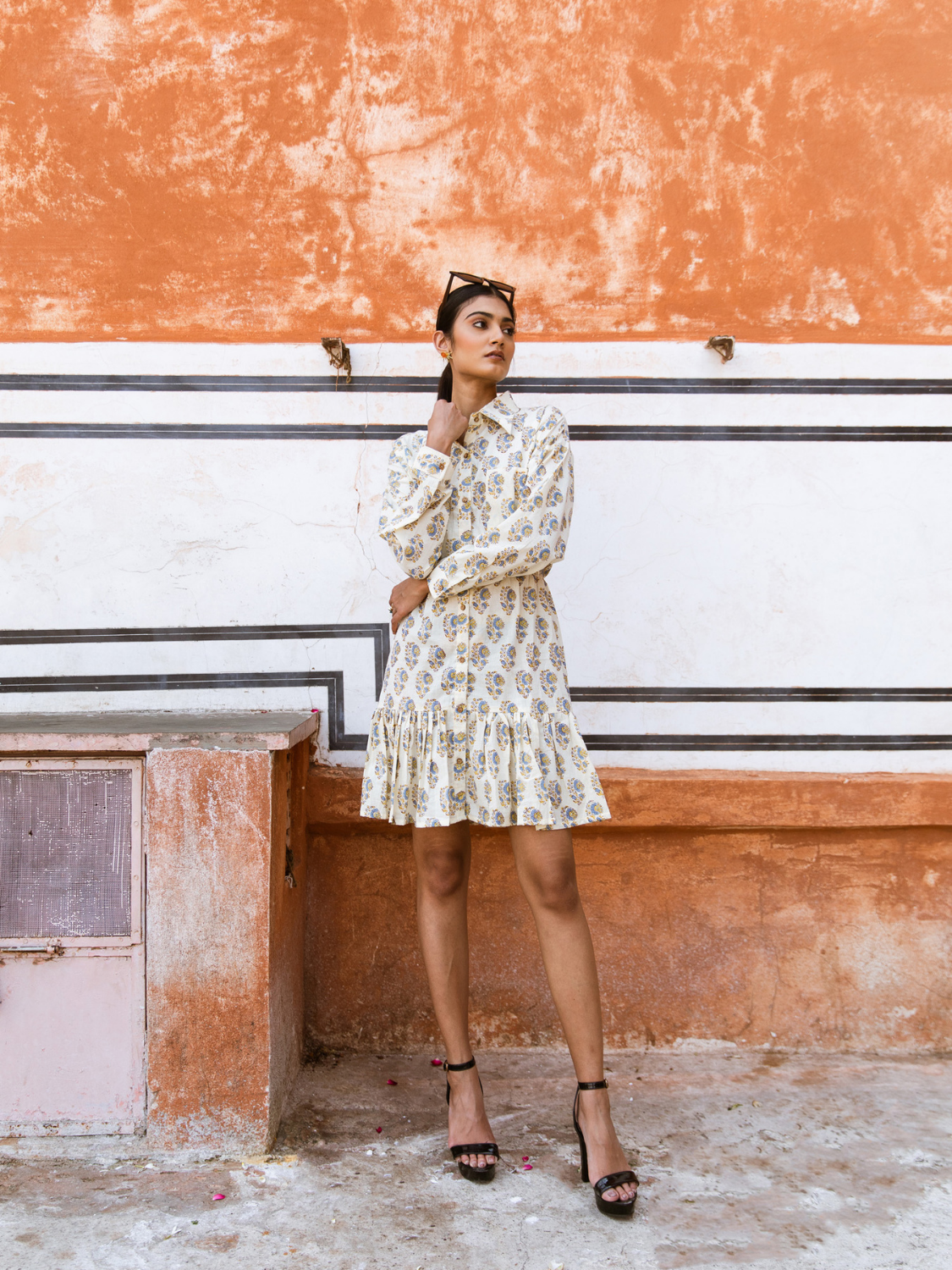 Bon Bon Dress - Printed Cotton Mini Shirt Dress