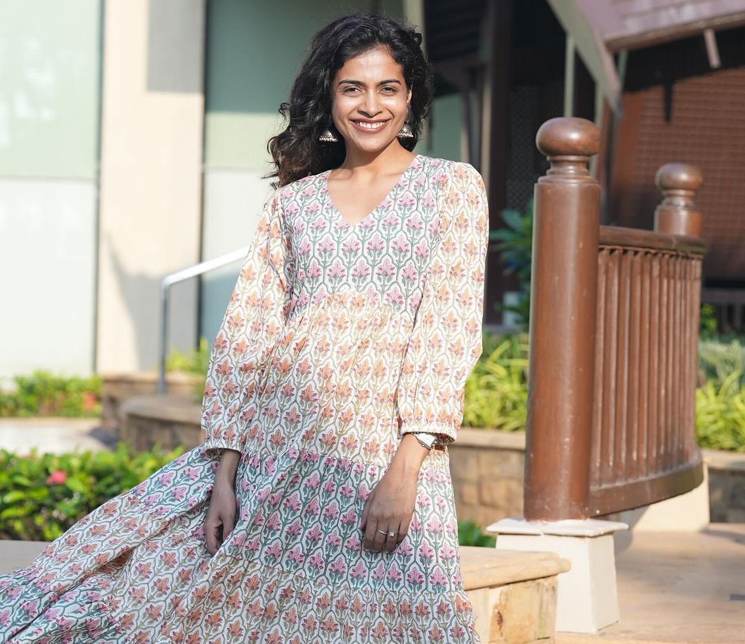 Jaypore Dress - Hand Block Printed Tiered Dress