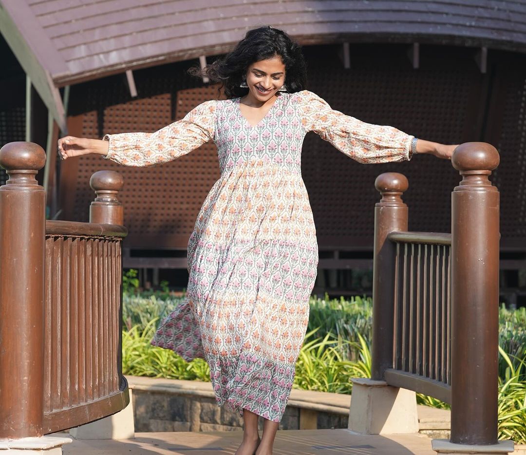 Jaypore Dress - Hand Block Printed Tiered Dress