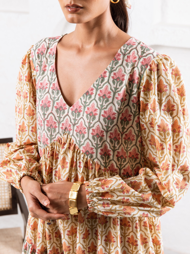 Jaypore Dress - Hand Block Printed Tiered Dress