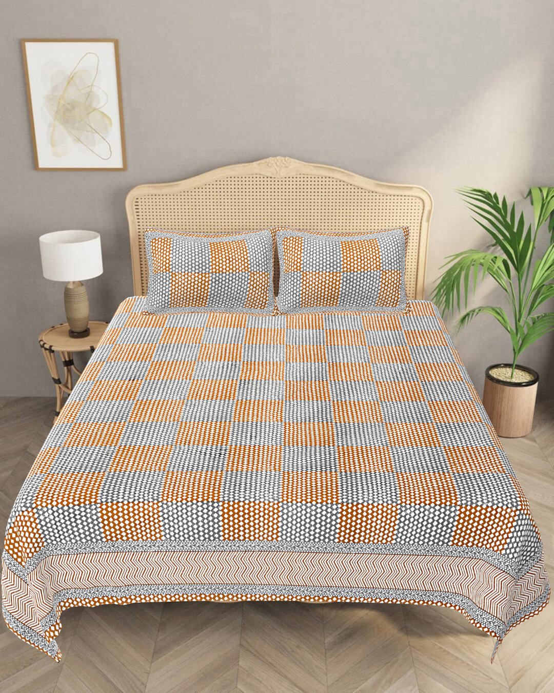 Marrakesh Bedsheet in Chevron Grey