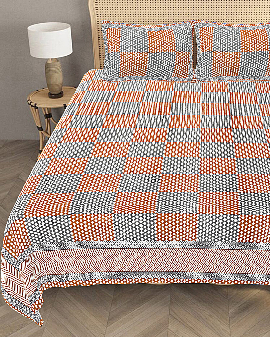 Marrakesh Bedsheet in Chevron Grey