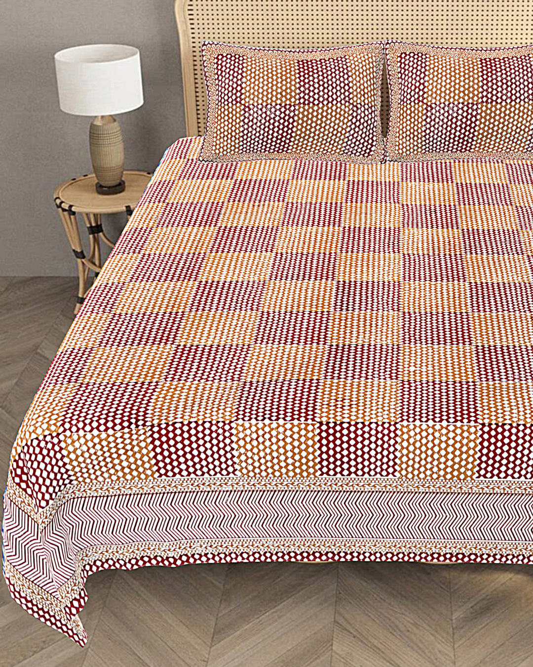 Marrakesh Bedsheet in Chevron Mustard