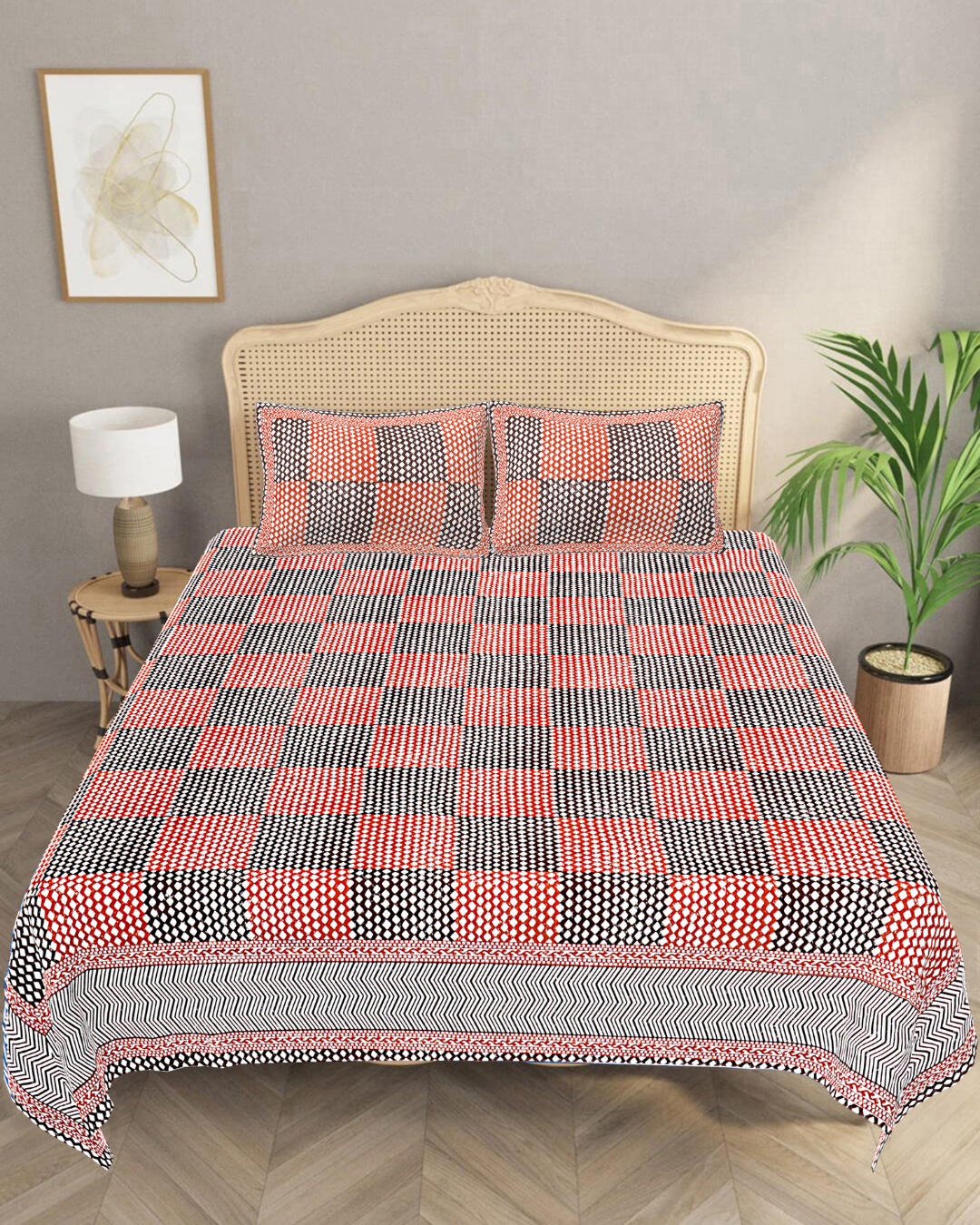 Marrakesh Bedsheet in Chevron Pink Grey