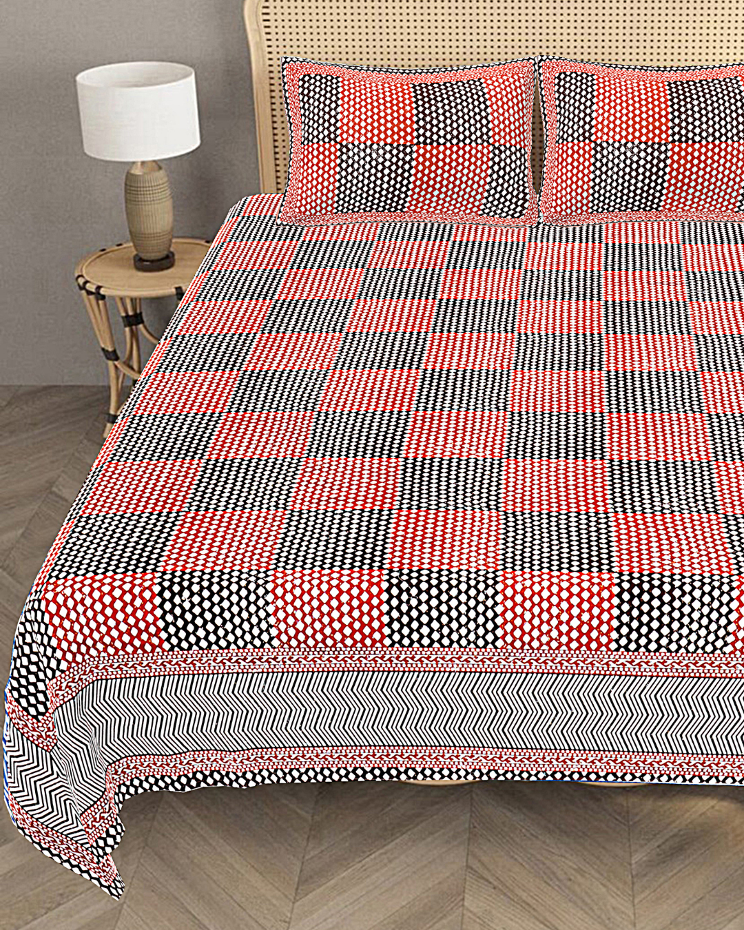 Marrakesh Bedsheet in Chevron Pink Grey