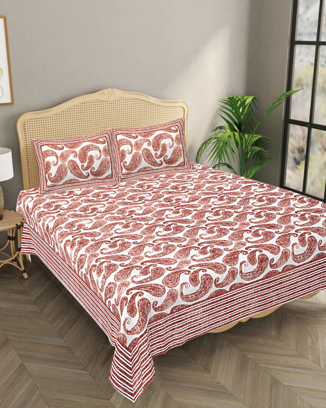 Marrakesh Bedsheet in Maroon Kairi