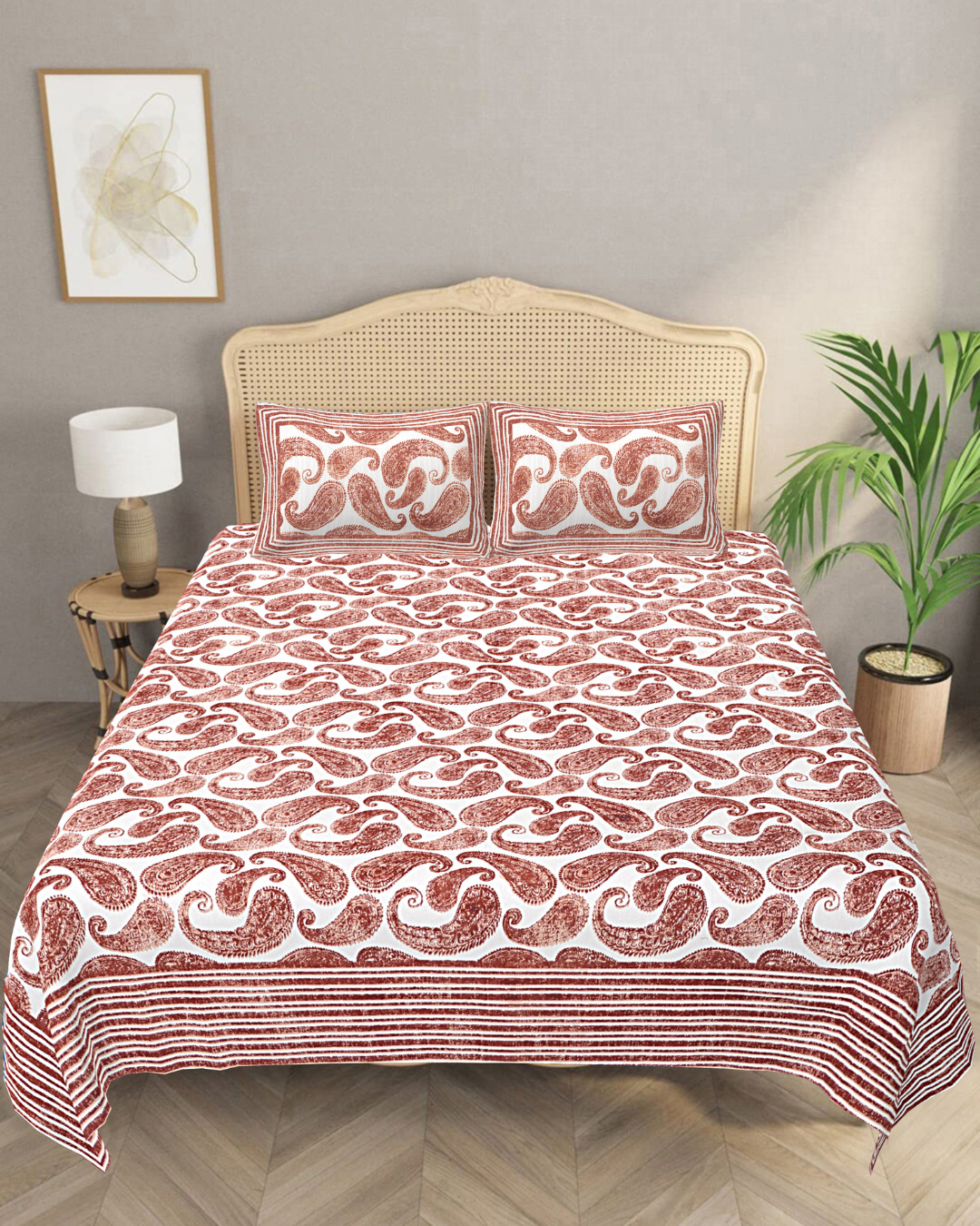Marrakesh Bedsheet in Maroon Kairi