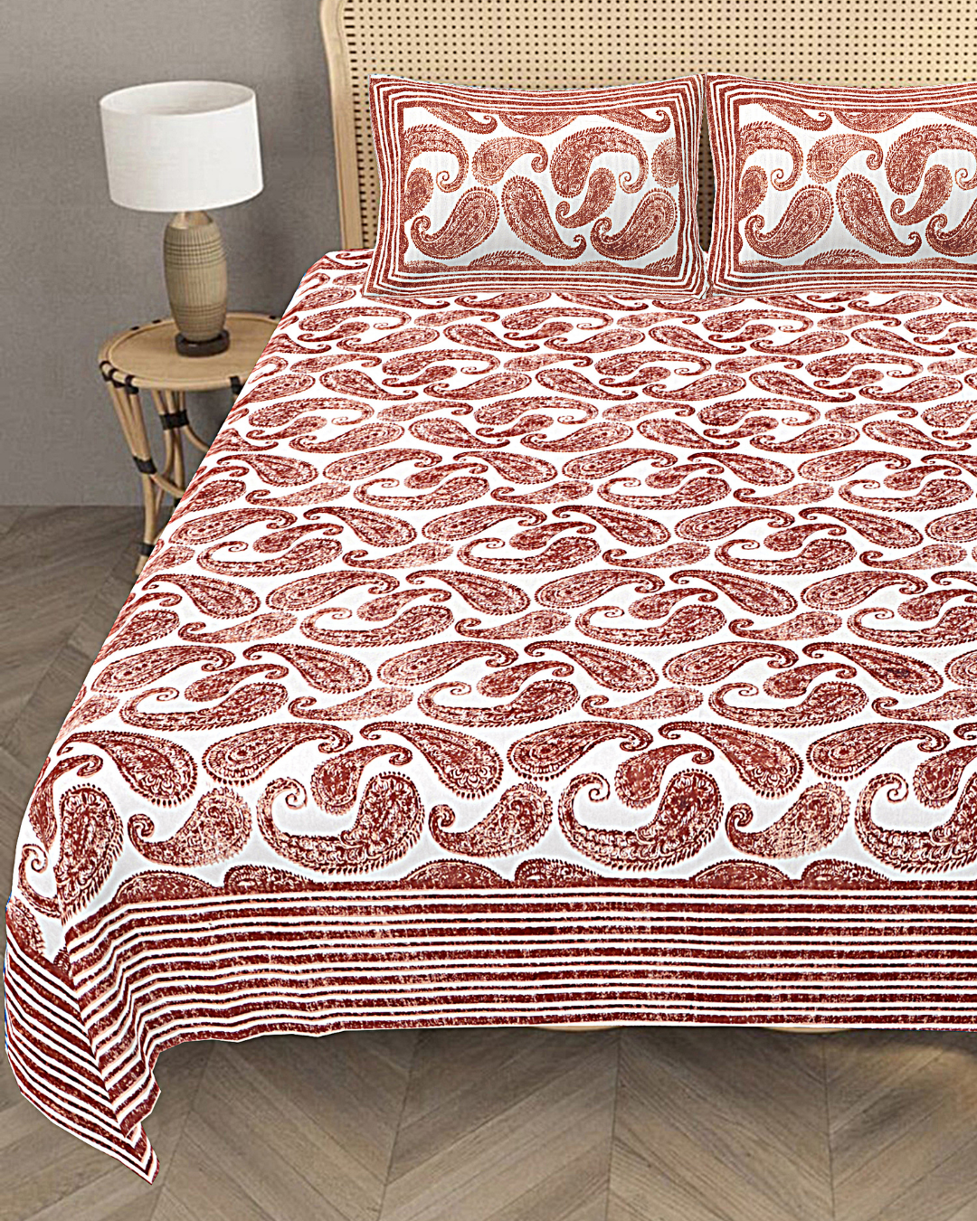 Marrakesh Bedsheet in Maroon Kairi