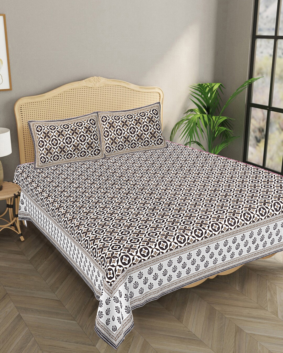 Marrakesh Bedsheet in Tile Print Chocolate