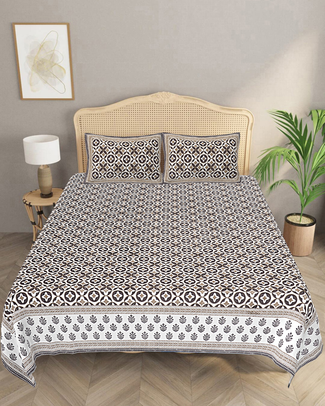 Marrakesh Bedsheet in Tile Print Chocolate