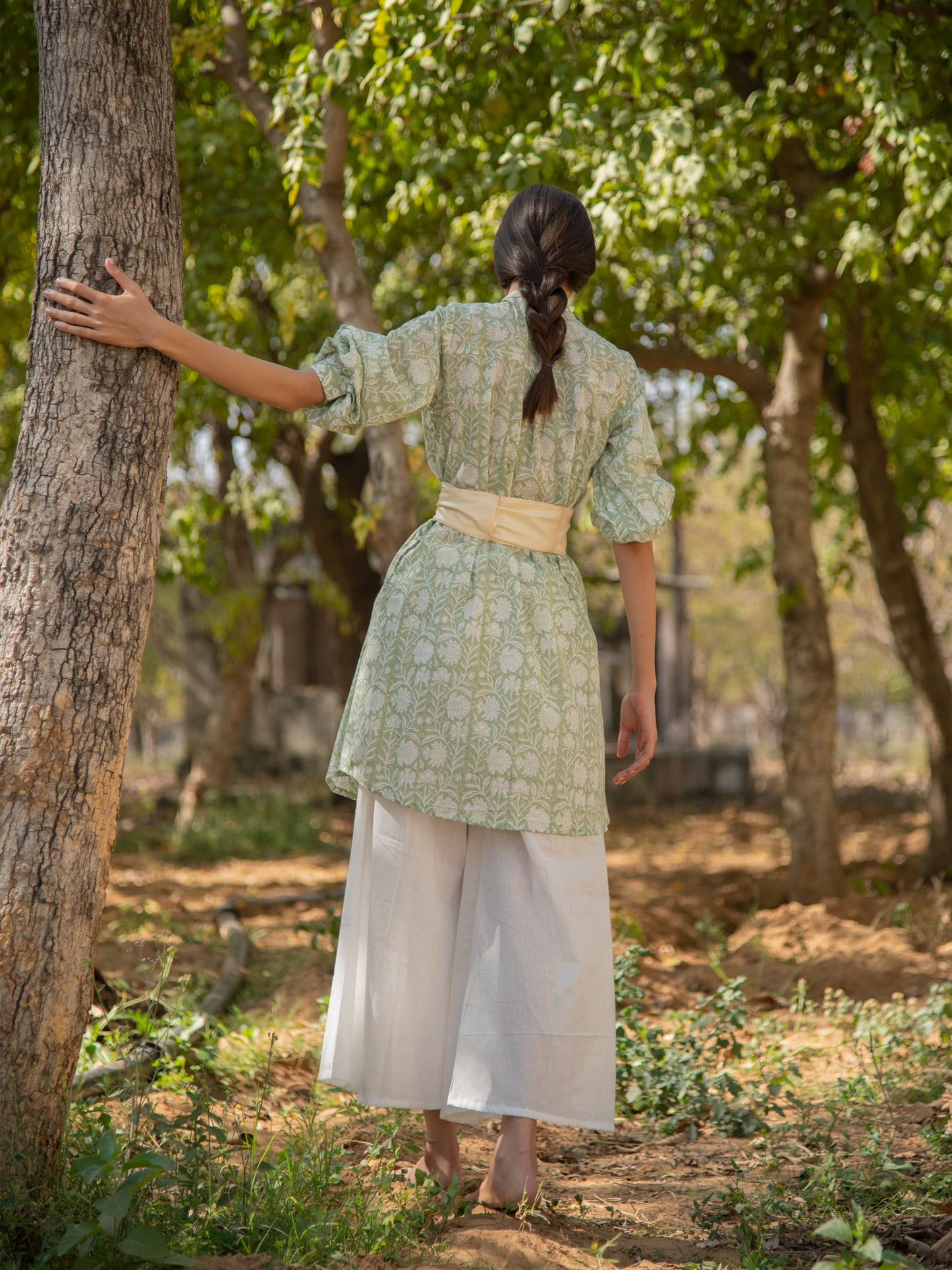 Greener Days Tunic- Green Hand Block Printed Cotton Tunic Top