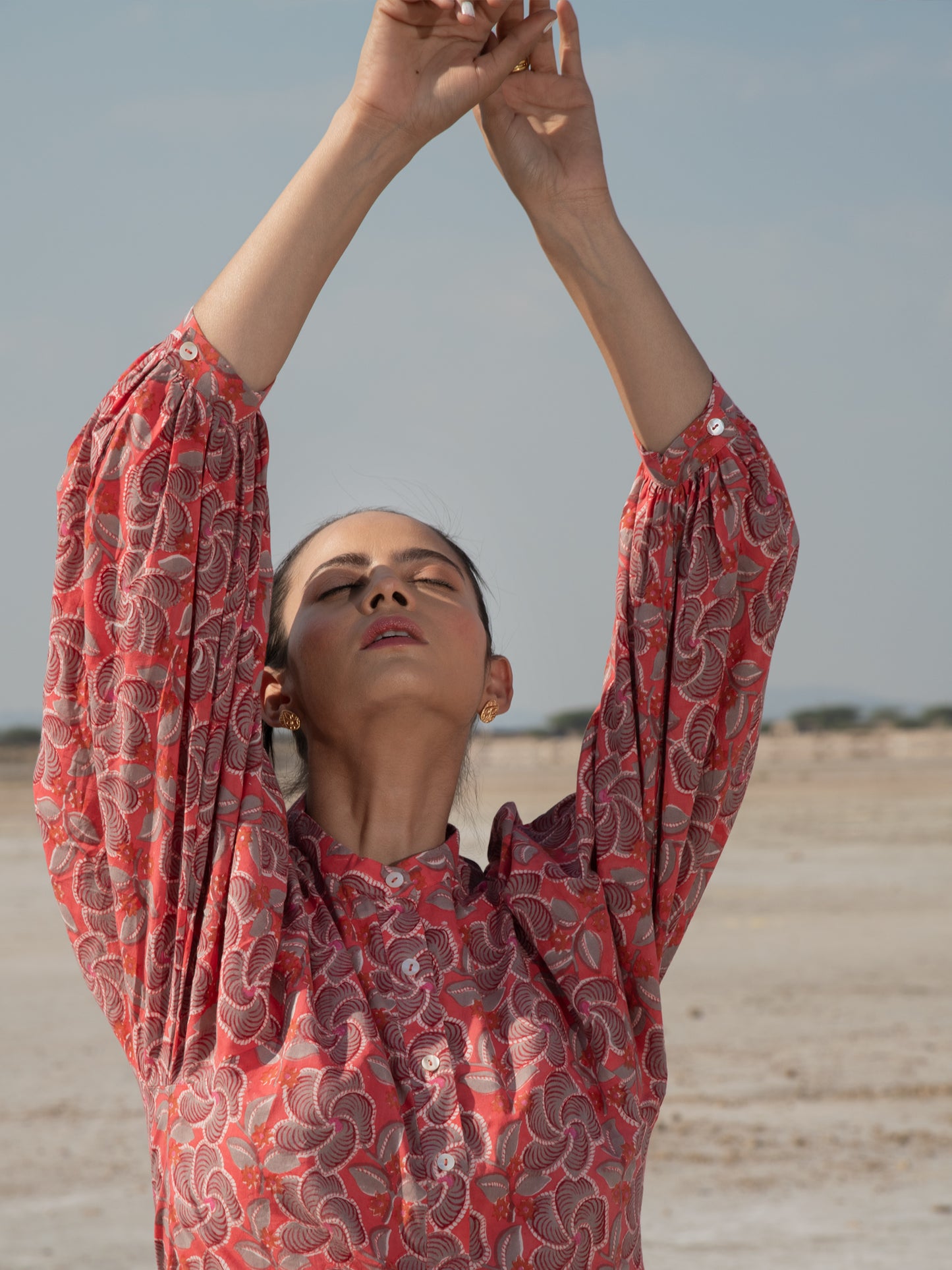 Orchid Kurta Set - Red & White Hand Block Printed Cotton Kurta Set