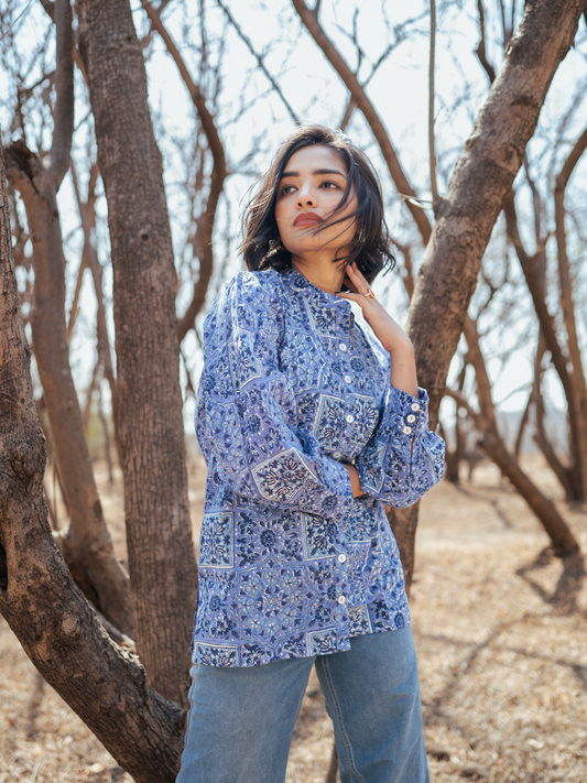 Jodhpur Shirt - Hand-block Printed Cotton Shirt