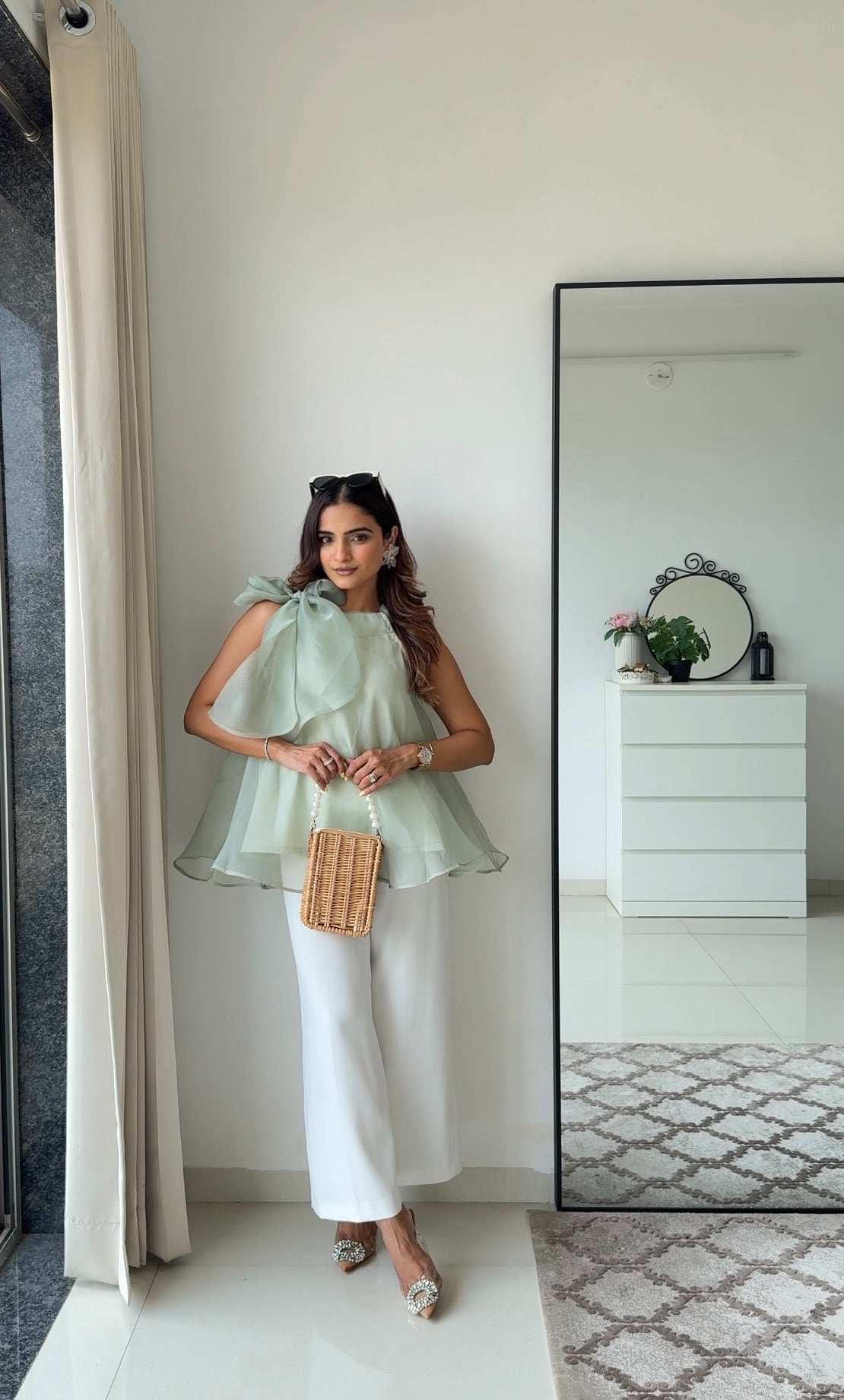 Organza Bow Top- Green