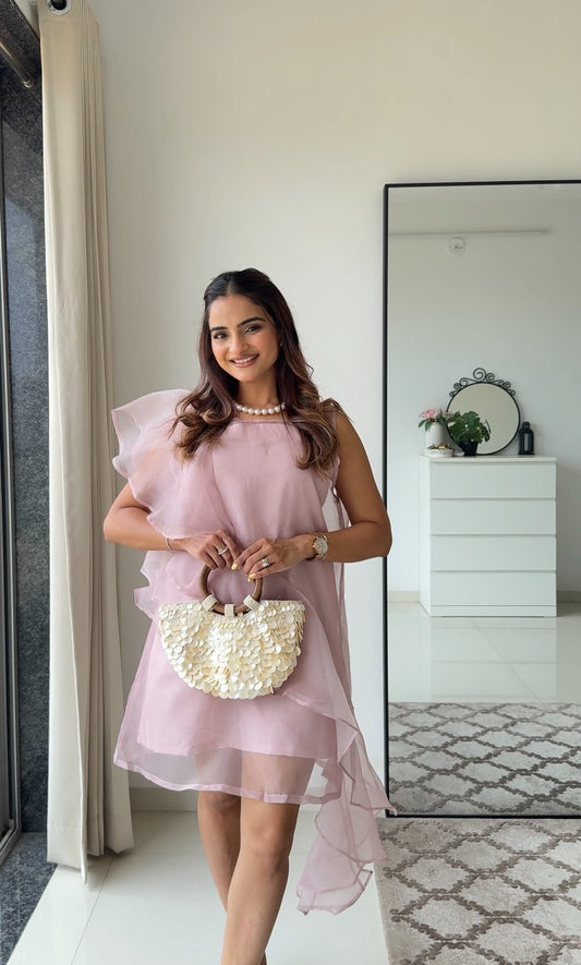 Mauve organza shift dress