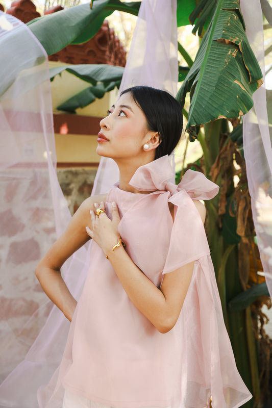 Organza Bow Blouse- Mauve