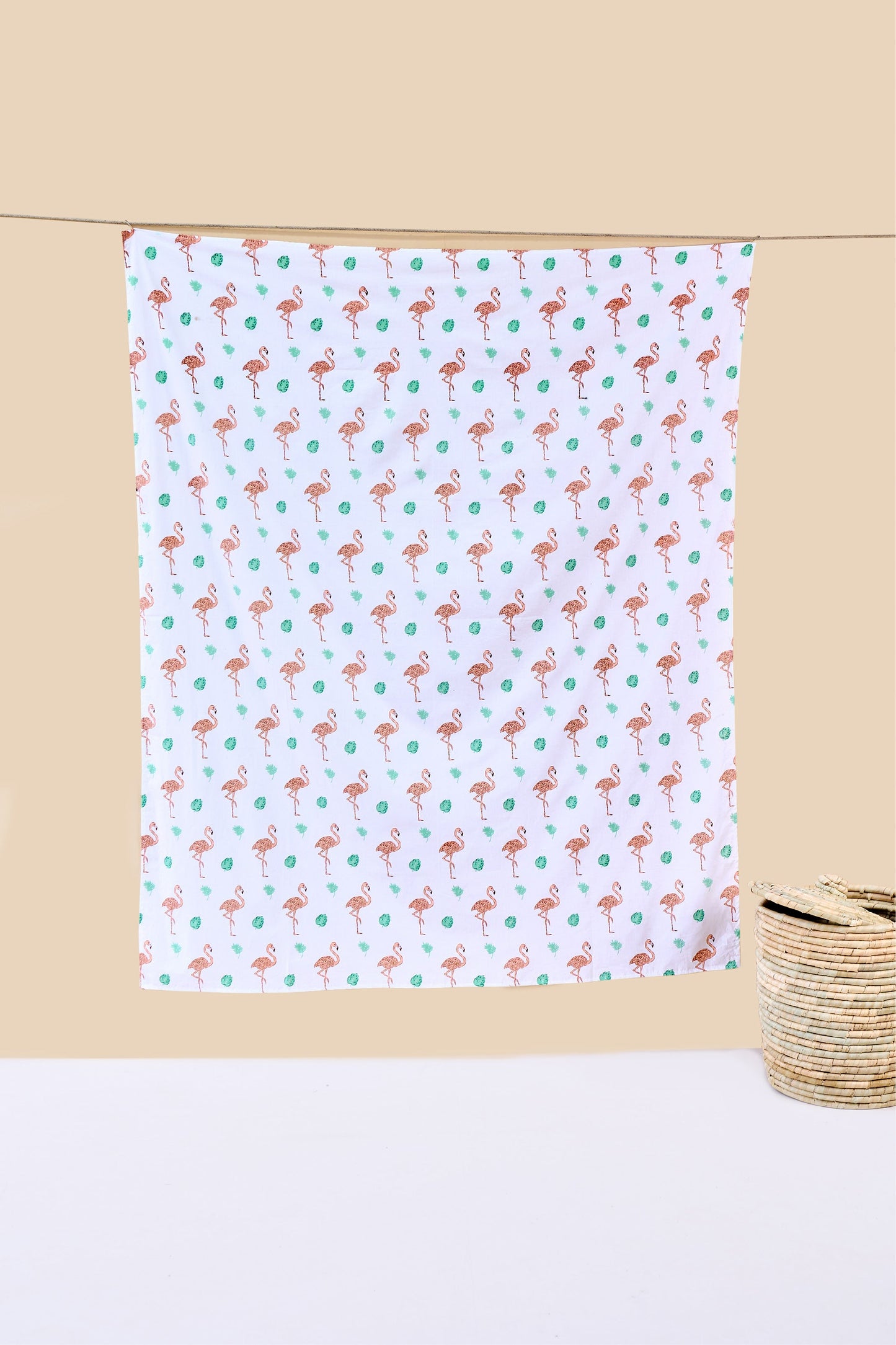 Reversible Muslin Baby Play Mat in Flaming And The Leaves Print