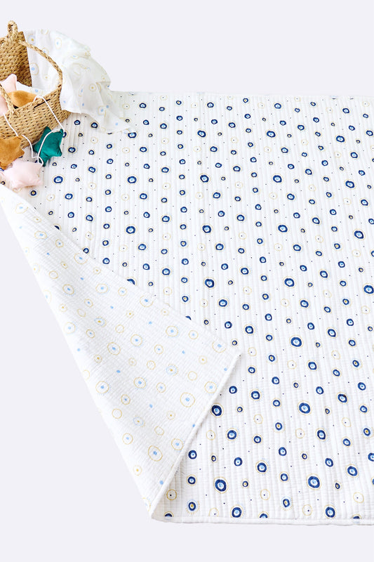 Reversible Muslin Baby Play Mat in Evil Eye Print