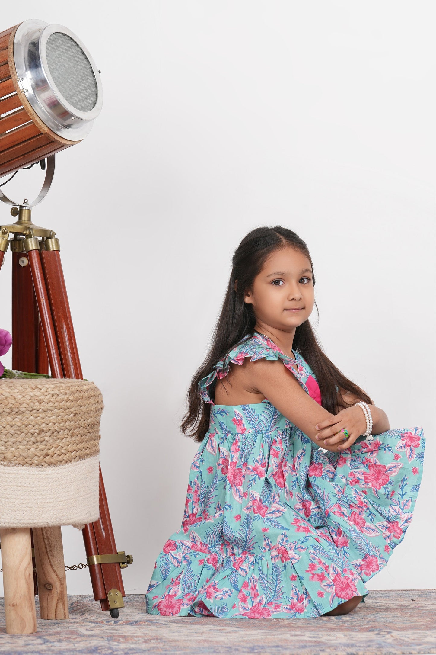 Havana Dress - Blue Tropical Print Cotton Baby Girl Dress
