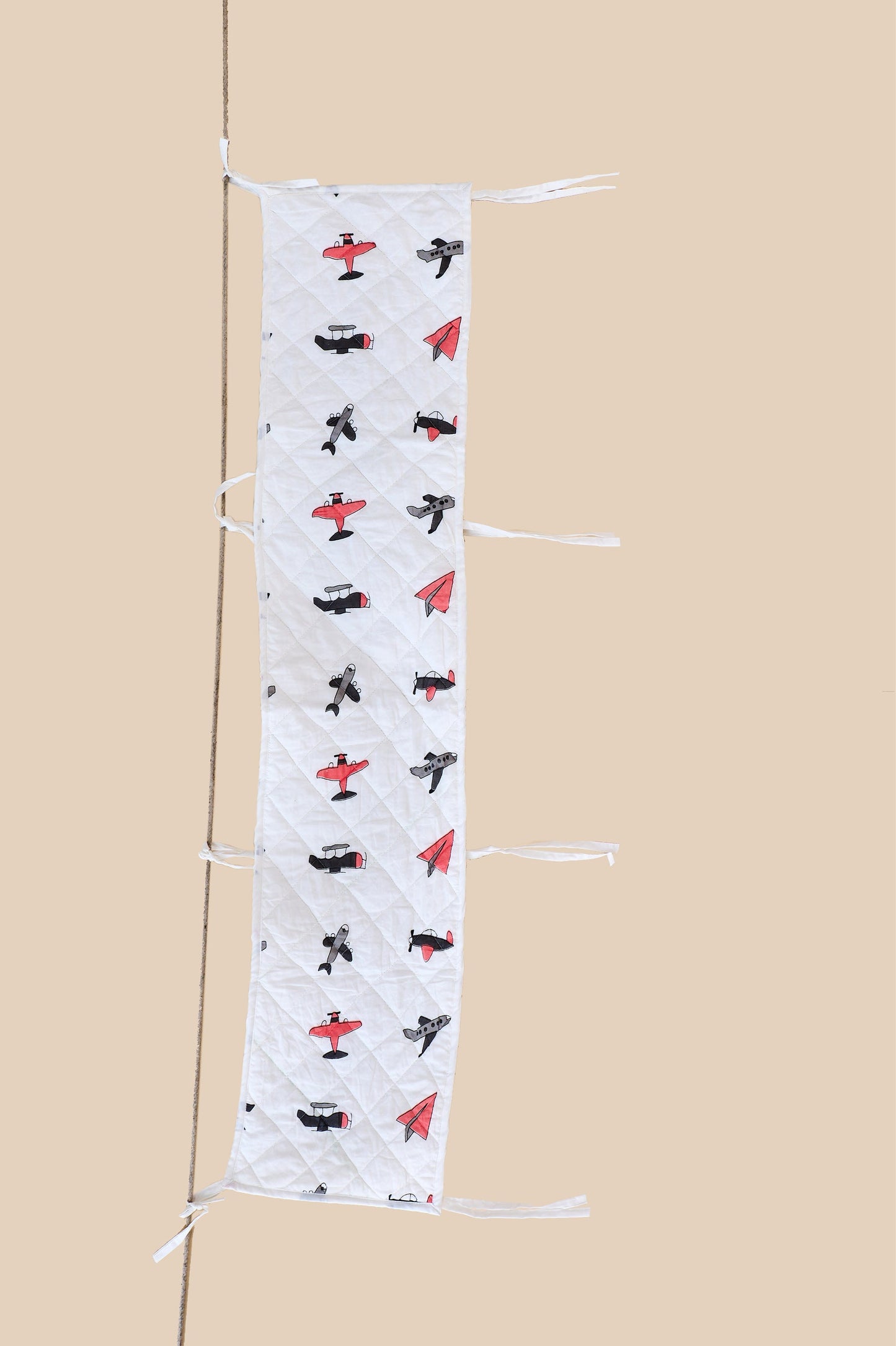 Reversible Muslin Baby Bed Bumper in Jet Plane Print