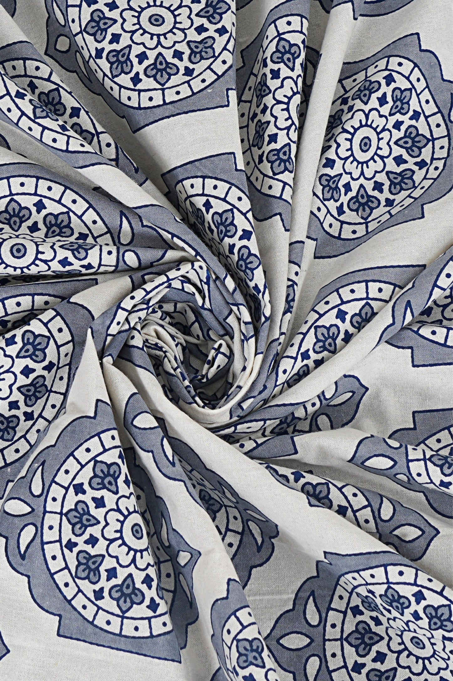 Ethnic Motifs - Designs from Mughal Gardens - Handcrafted Double Bed Sheet with 2 Pillow Covers - Jaal Grey