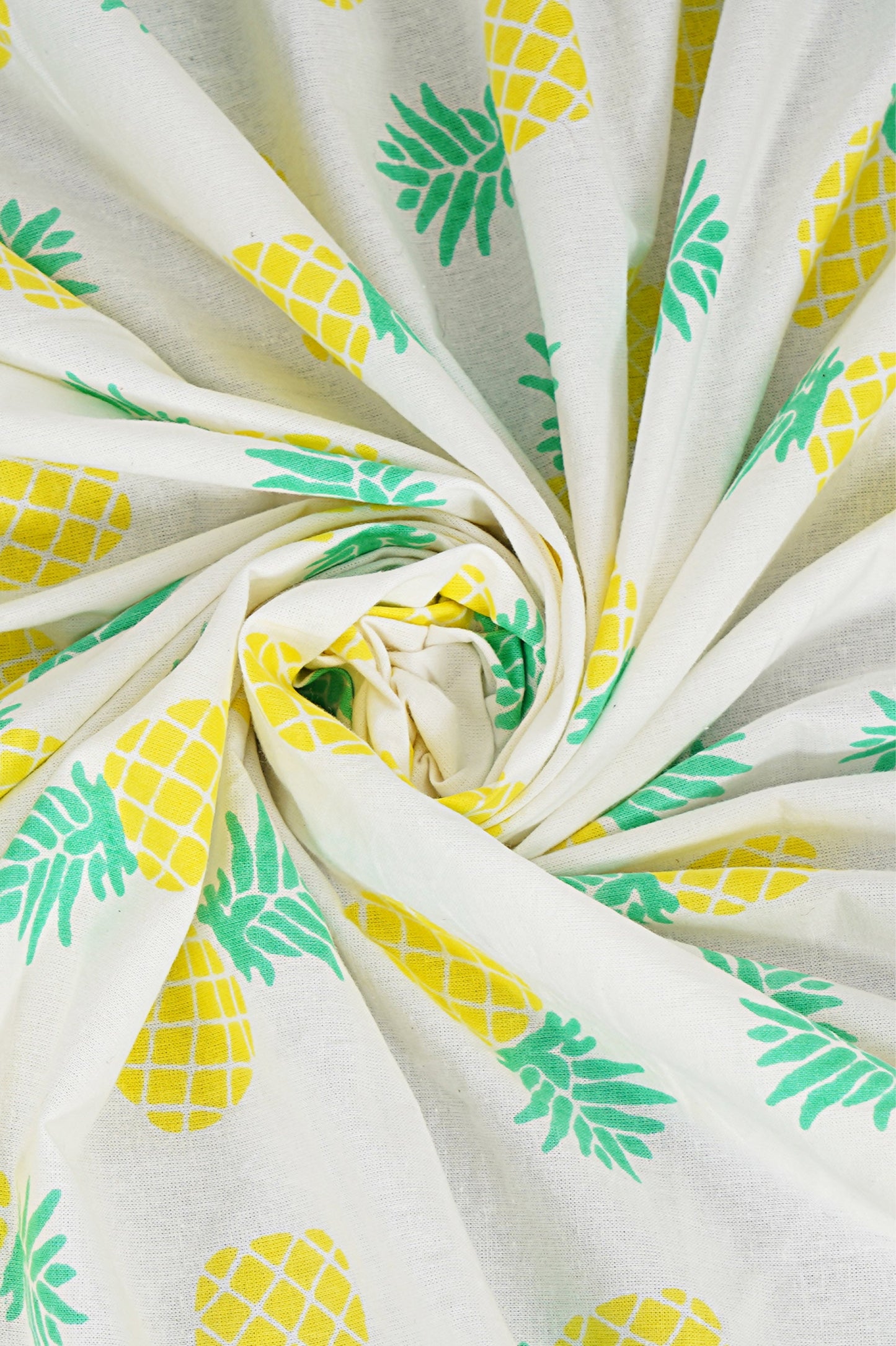 Kids Cotton Bedroom Linens - Double Sheet with 2 Pillow Covers in Pineapple Print - King Size Bed