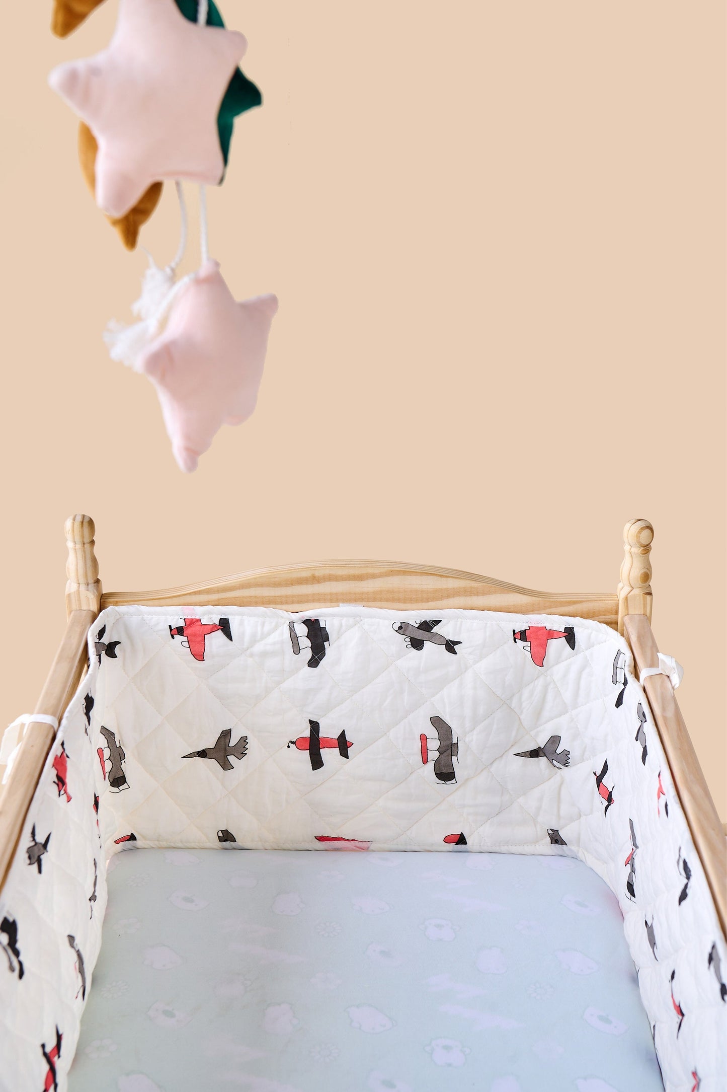 Reversible Muslin Baby Bed Bumper in Jet Plane Print