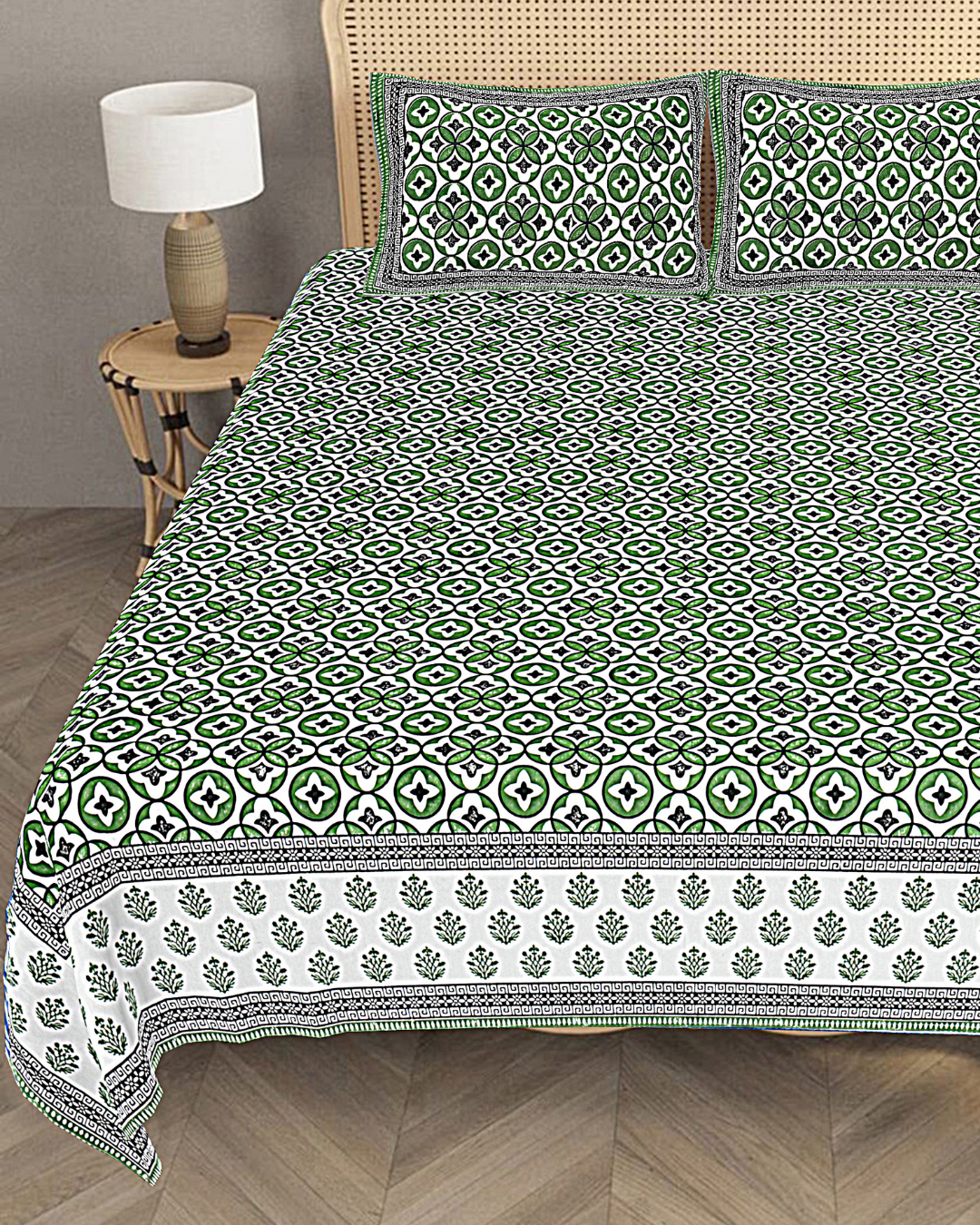 Marrakesh Bedsheet in Tile Print Green
