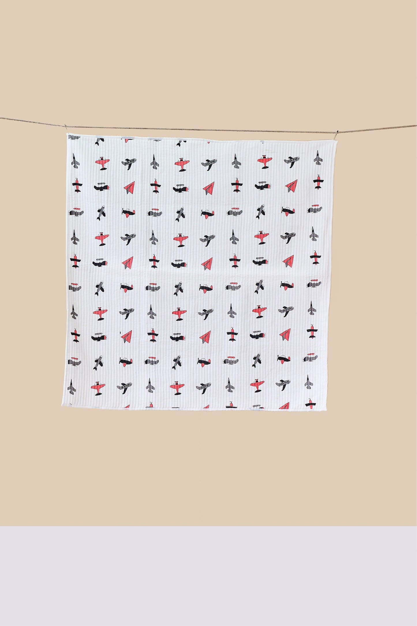Reversible Muslin Baby Play Mat in Jet Plane Print