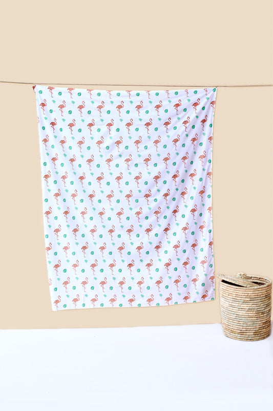 Reversible Muslin Baby Play Mat in Flaming And The Leaves Print