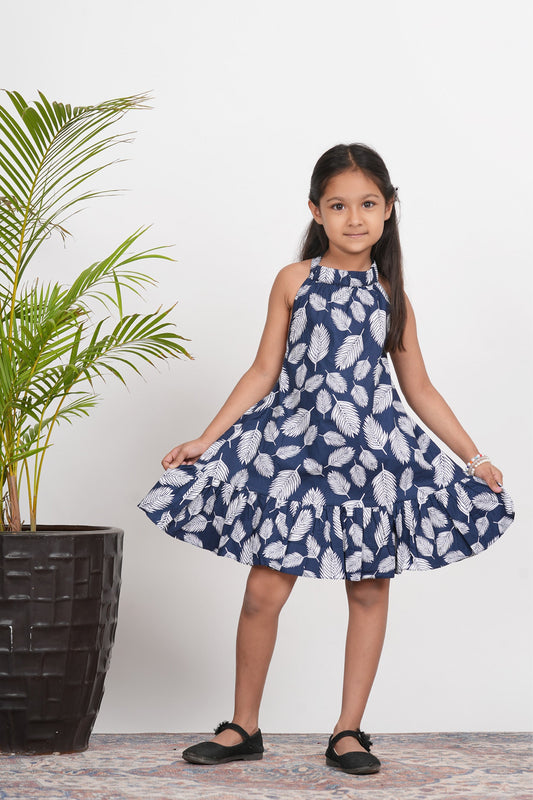 Alice in Wonderland Dress - Blue Hand Block Printed Cotton Baby Girl Dresses