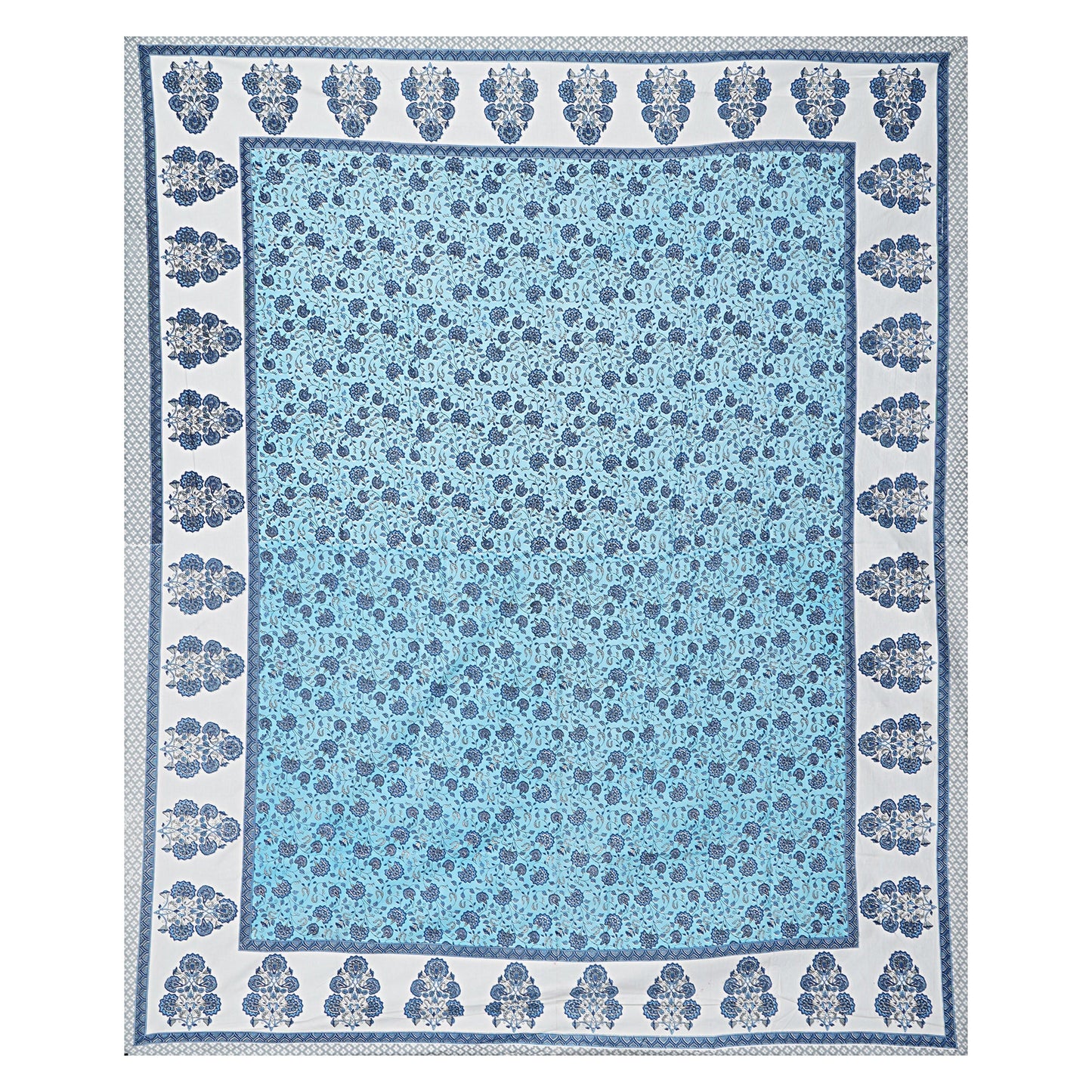 Prime Rose Blue - Handblock Printed Bedsheet