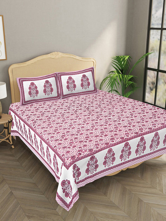 Prime Rose Pink - Handblock Printed Bedsheet