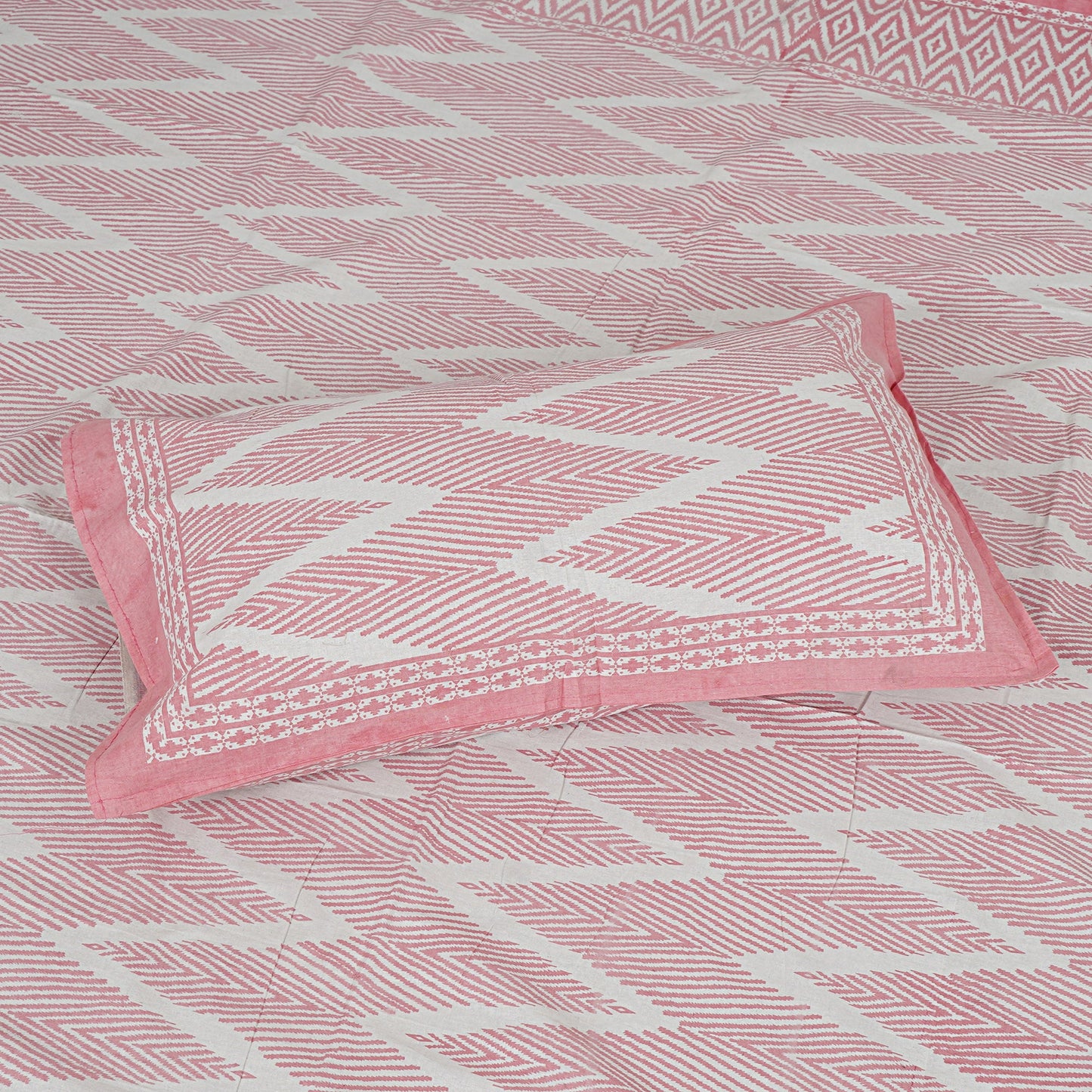 Chevron Pink - Handblock Printed Bedsheet