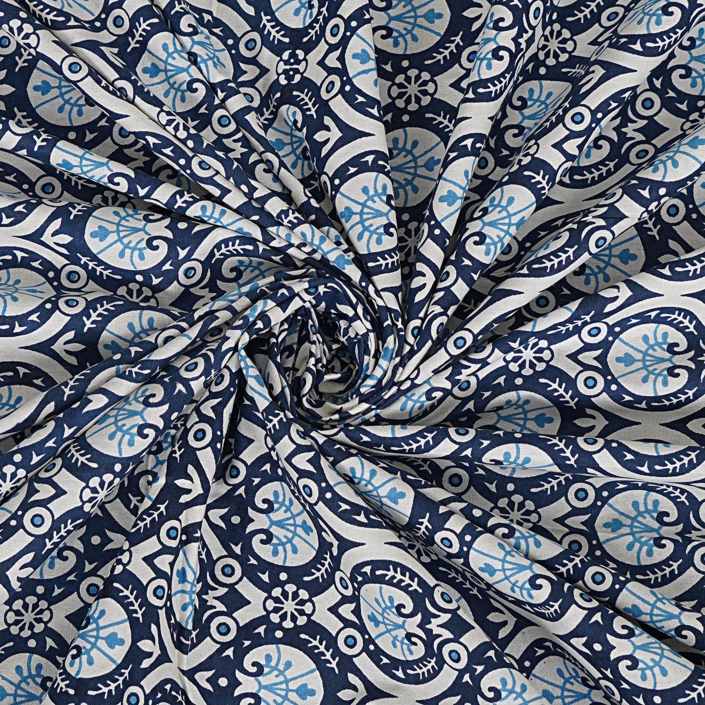 Jharonka Blue - Handblock Printed Bedsheet