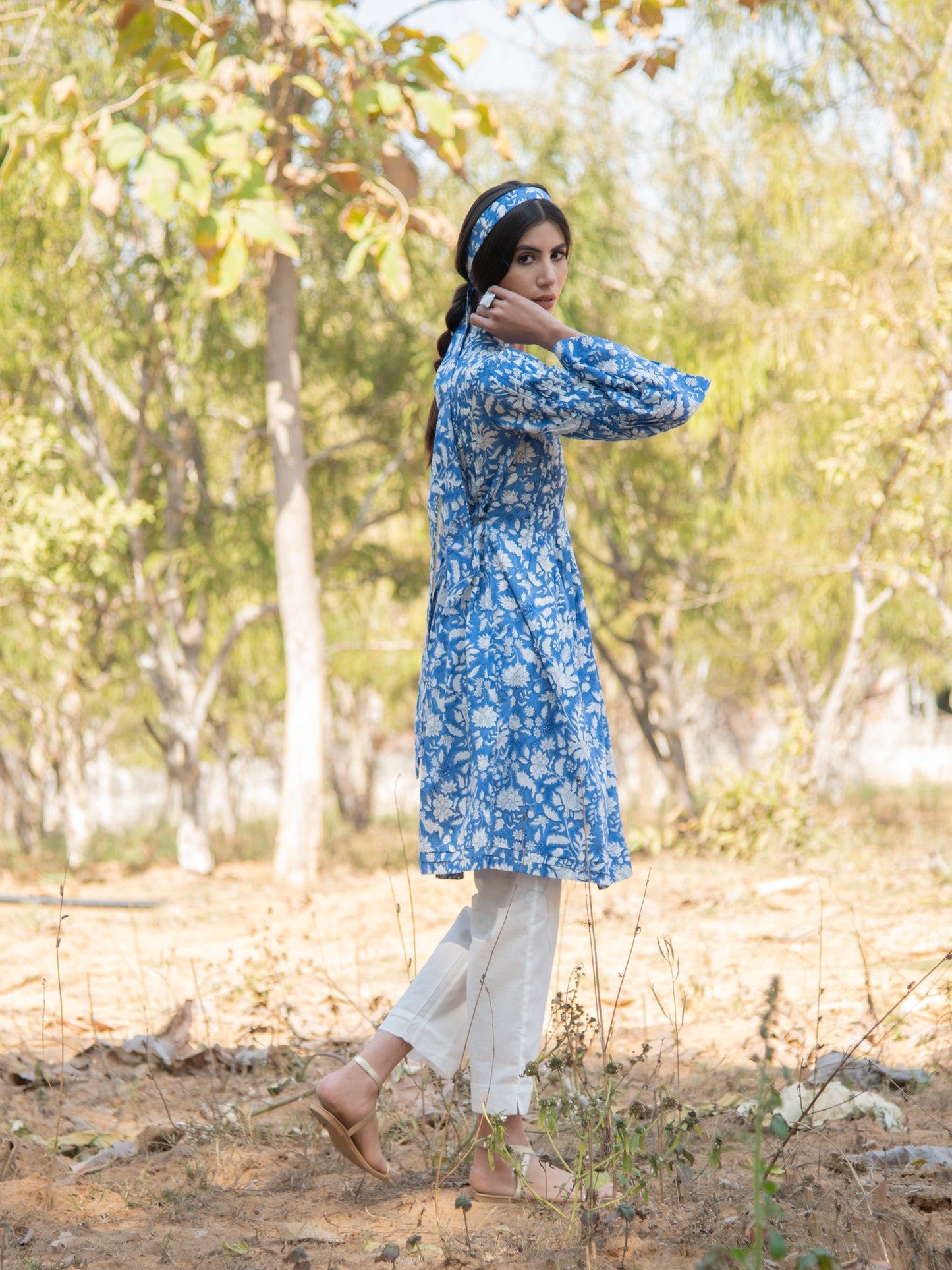 No More Blues Tunic Dress - Blue Hand Block Printed Cotton Dress