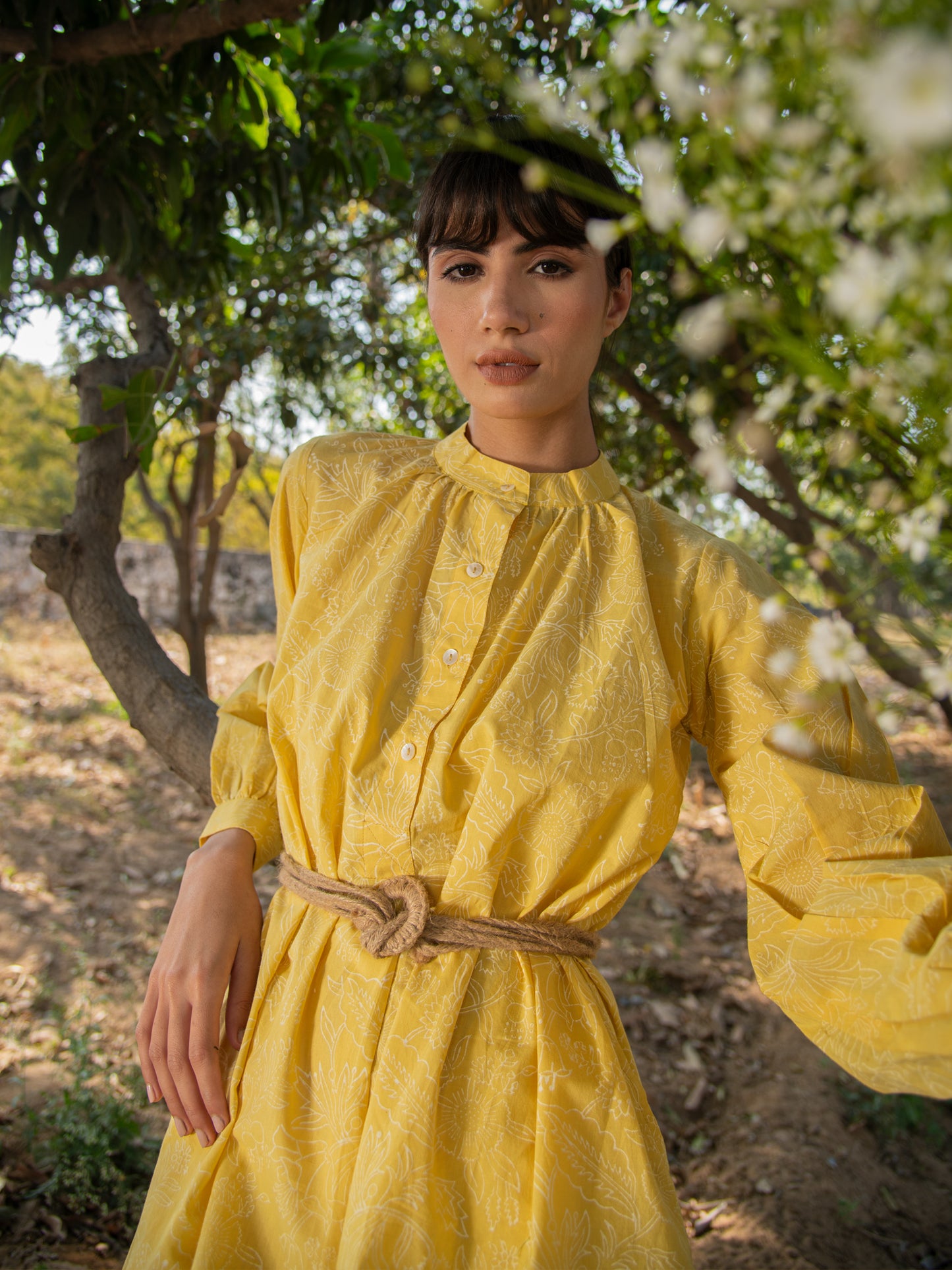 Sunny Side Up Tunic- Yellow Hand Block Printed Cotton Tunic Top